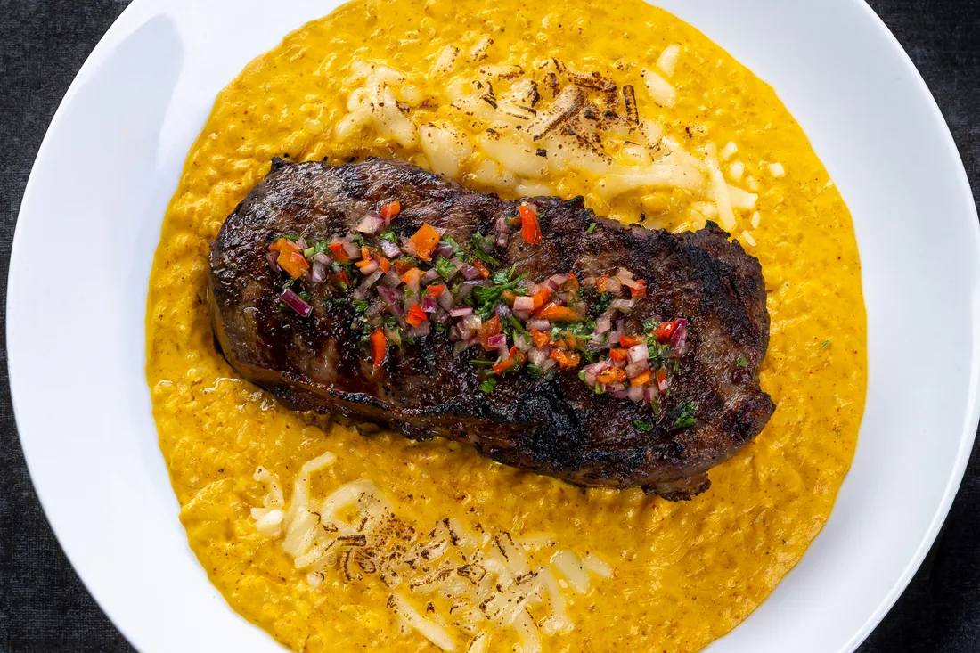 Grilled ribeye over huancaina for private dining